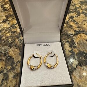 Elegant Gold Hoop Earrings with Heart Accents